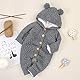 VICROAD Baby Strampler Gestrickter Overall Babykleidung Kapuze mit Süßen Ohren für Jungen Mädchen Neugeborene