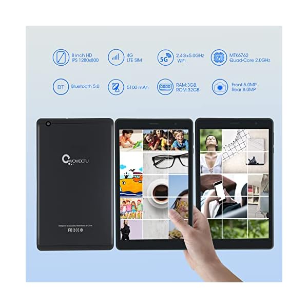Tablet 8 Zoll,5G WiFi+4G LTE Tablet und Telefon mit Hülle (Anrufe tätigen),GSM entsperrt,Phablet,3GB+32GB Speicher,8MP… – Bild 4