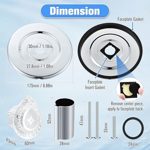 Image of Enhon Tub and Shower Trim Kit, Shower Trim Compatible with Moen Chateau T470 Single Handle Tub /Shower Standard Valve, Escutcheon Screws Tube and Handle(Chrome, Knob)