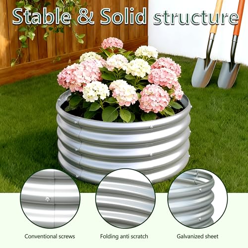 Image of 2Pack 2x2x1ft Galvanized Raised Garden Bed, Planter Raised Garden Beds Outdoor, Round Clearance Raised Garden Beds for Gardening Vegetables