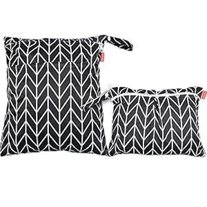 Damero 2pcs Travel Wet and Dry Bag with Handle for Cloth Diaper, Pumping Parts, Clothes, Swimsuit and More, Easy to Grab…