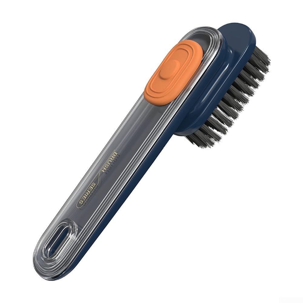 Multifunctional Shoe Cleaning Brush with Built-in Soap Dispenser, Long Handle Design for Effortless Footwear Cleaning, Dense Bristles & Hangable(Blue)