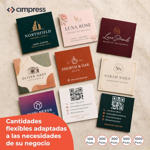 Tarjetas de visita para networking con diseño cuadrado de 65 mm y acabado mate, pack de 500 7