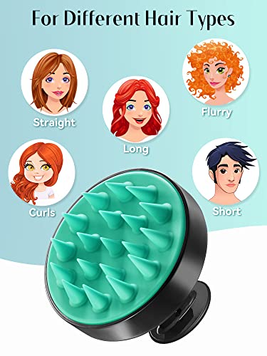 Image of HEETA Scalp Massager Hair Growth, Soft Silicone Scalp Scrubber Shampoo Brush for Exfoliation, Dandruff Removal Head Massage Stress Relax, Wet & Dry Use for Thick Thin Curly Hair Care, Turquoise Black
