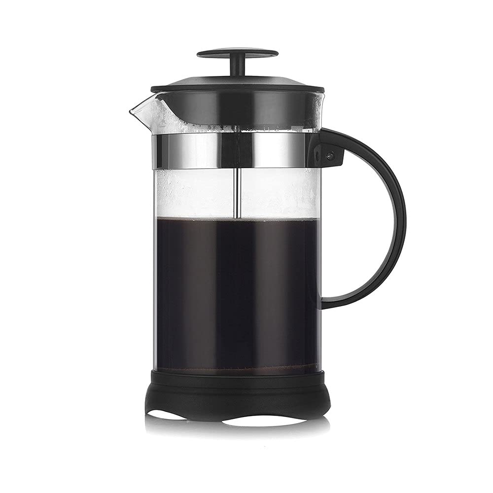French Press Pot Stal nierdzewna Przezroczysta podwójna ściana Niełatwa do uszkodzenia Prasa do kawy z filtrem French Press Coffee Pot Łatwy do czyszczenia i użytkowania (Kolor: Czarny, Rozmiar: 350