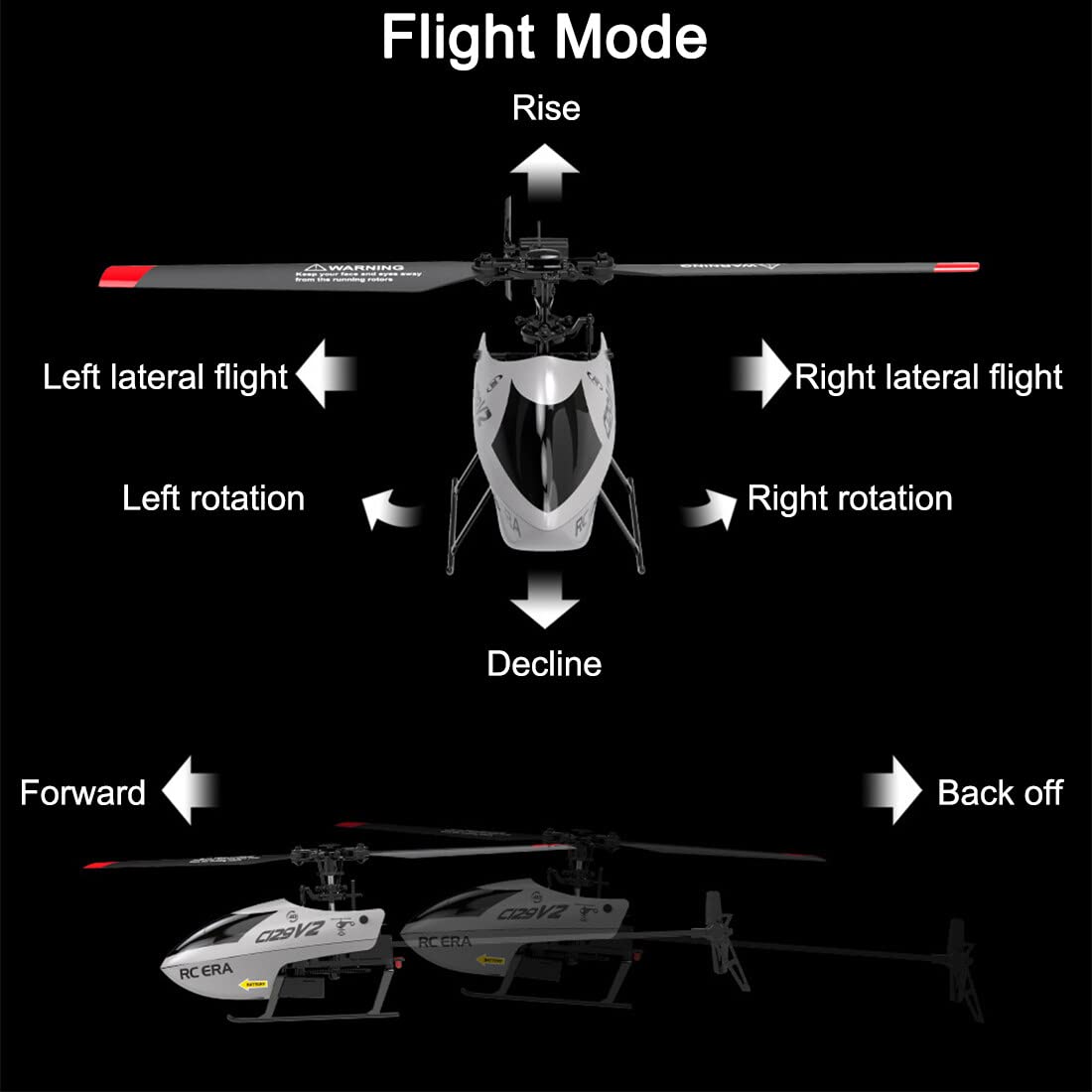 RC ERA C129V2 4CH RC-Hubschrauber, 2,4G-Ferngesteuerter Helikopter mit 6-Axis Gyro Höhenhaltung, Optischer Flusspositionierung RTF für Erwachsene Hobbyisten