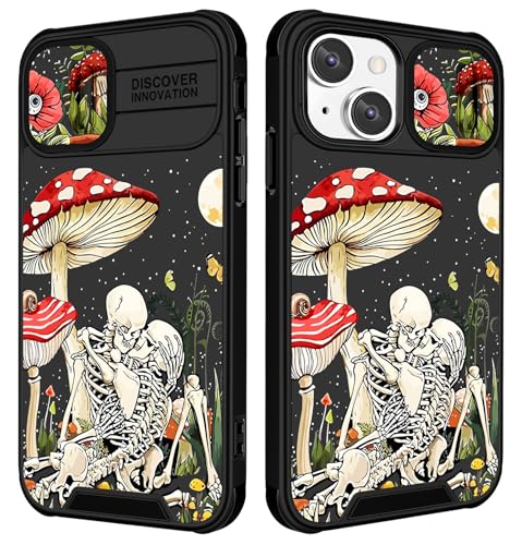 Image of Funermei (2in1 for iPhone 14 Plus Phone Case for Women Cute Girls Skull Cover Skeleton Goth Fun Funny Spooky Horror Gothic Scary Design with Camera Cover Funda for Apple for iPhone 14 Plus Case