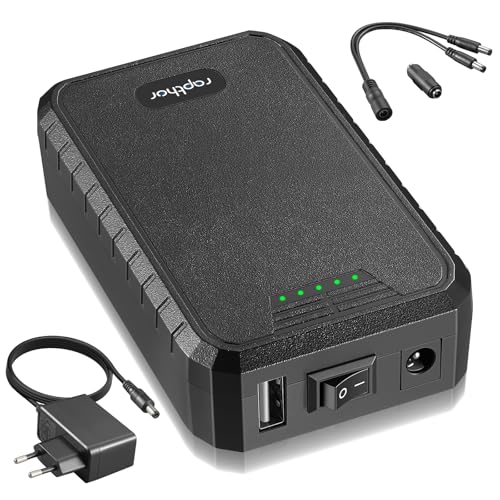 Rapthor Tragbarer wiederaufladbarer 12V 3250mAh Lithium-Ionen-Akku mit kleinem DC-Ausgang inklusive Ladegerät und DC5521-Kabel