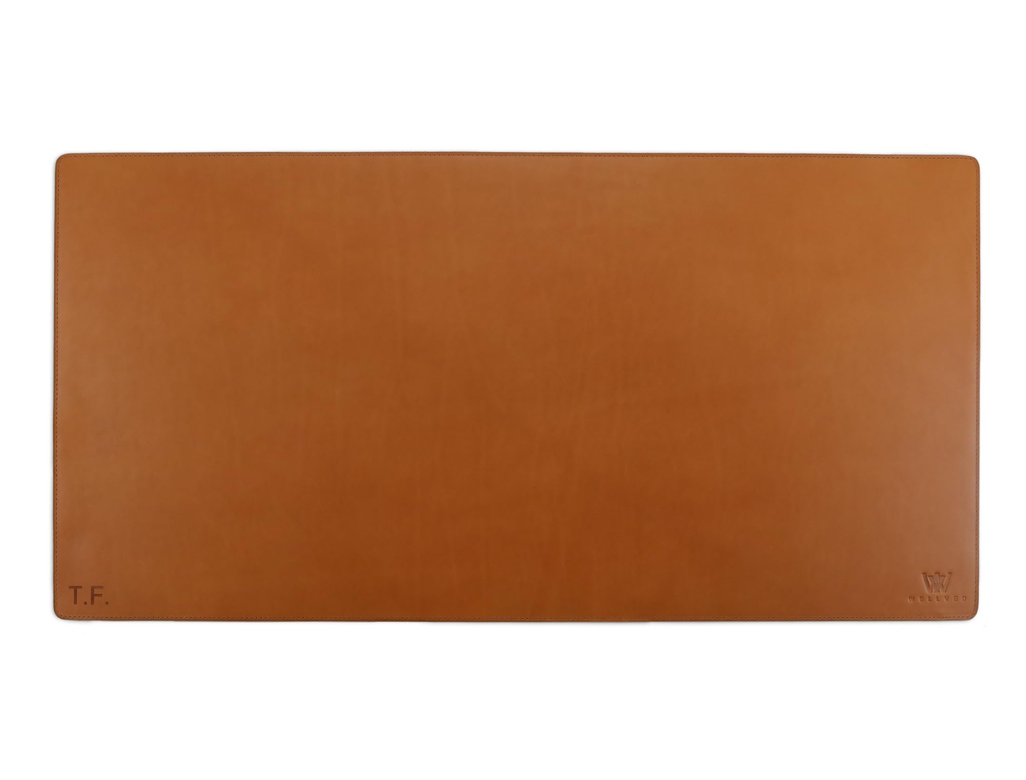 Schreibtischunterlage Nappaleder - 80 x 40 cm – Handfertigung (Cognac)