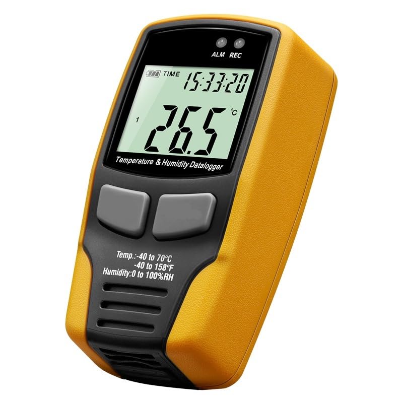 Registrador de datos de temperatura y humedad USB, pantalla LCD, alarma de luz sonora for cadena de frío, almacén y laboratorio