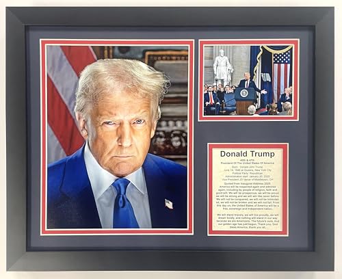 Donald Trump | 45e président de l'Amérique | Photos encadrées avec passe-partout 30,5 x 38,1 cm (portrait du deuxième trimestre)