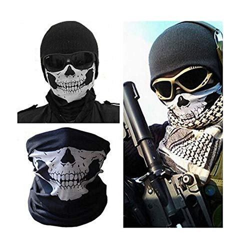 Kit Balaclava caveira + Bandana caveira + Bandana Lisa + Touca Ninja Segunda Pele Lisa Segurança Cap