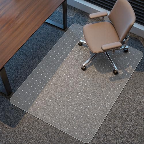 Kuyal Office Chair Mat for Carpet, 46x60 Clear Heavy Duty Computer Chair Mat, Under Desk Protector Carpeted Floors Mat, Easy Chair Movement,Ship Flat