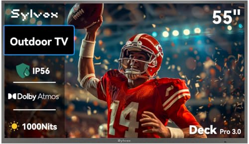 SYLVOX Outdoor TV, 55' Smart Waterproof Outdoor TVs, 1000 Nits Ultra Bright