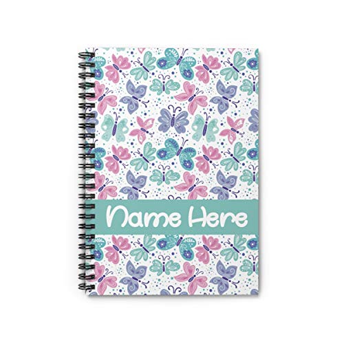 Personalized Butterfly Cute Pattern Spiral Notebook - Custom Notebook for for Kid, Teens, Girls...