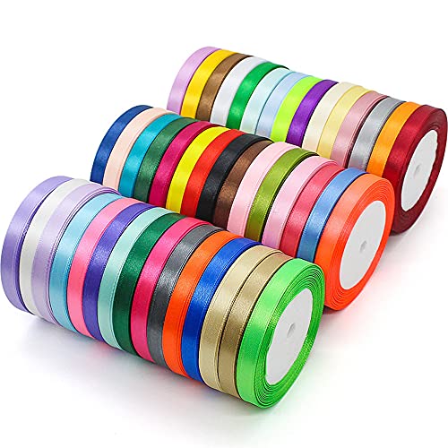 4 Rollen Ringelband Ballon Weihnachten doppelseitiges Satinband für Geschenkverpackungen Valentinstag Hochzeit Party Dekoration (mehrfarbig, 1 cm) Cover