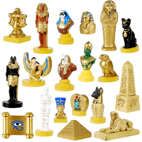 19 Pcs Egyptian Figurines Mini Hand-painted Ancient Egypt Statues
