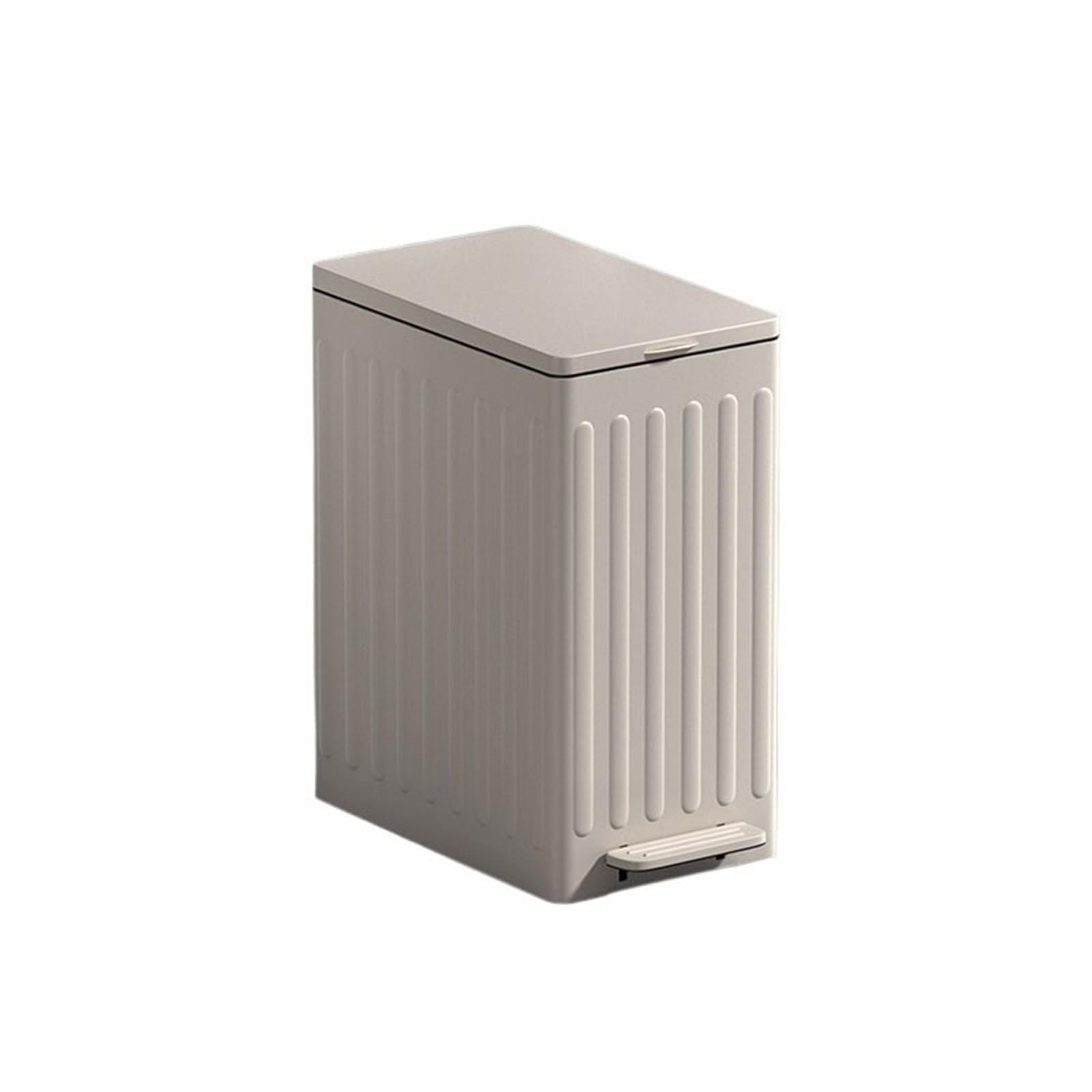 Dustbin Small Bathroom Trash Can with Lid, Slim Garbage with Foot Pedal, Wastebasket for Office(Gris)
