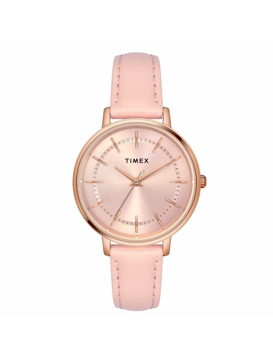 TIMEX Women Leather Classics Collection 3 Hands Analogue Pink Dial Coloured Quartz Watch, Round Dial with 34Mm Case Width - Twel15801, Band Color-Pink (B0BYZDQ8QD) Amazon Price History, Amazon Price Tracker