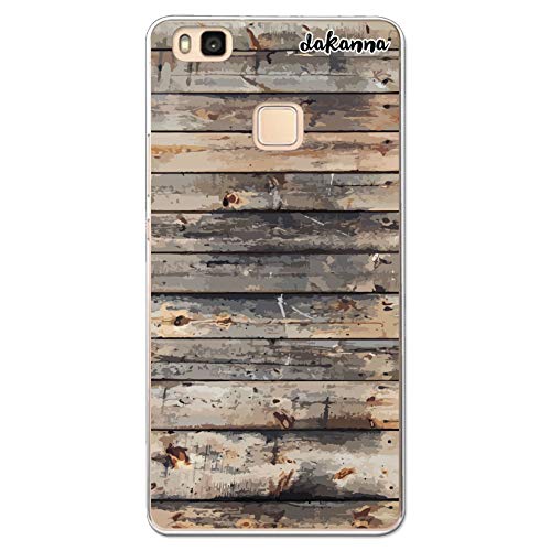 dakanna - Custodia compatibile con Huawei P9 Lite, in silicone flessibile, disegno [pannelli di legno vecchio], colore [bordo trasparente] Cover in gel TPU per smartphone