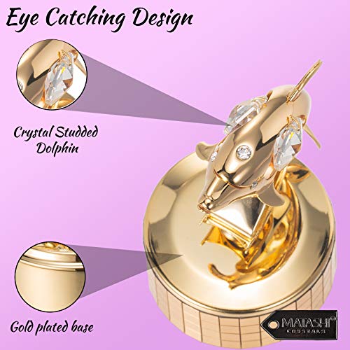 Gifts For Mom - Music Box Plays - You Are My Sunshine With 24K Gold Plated Crystal Studded Dolphin , Best Gift For Mother's Day, Birthday, Anniversary By Matashi #TOP4