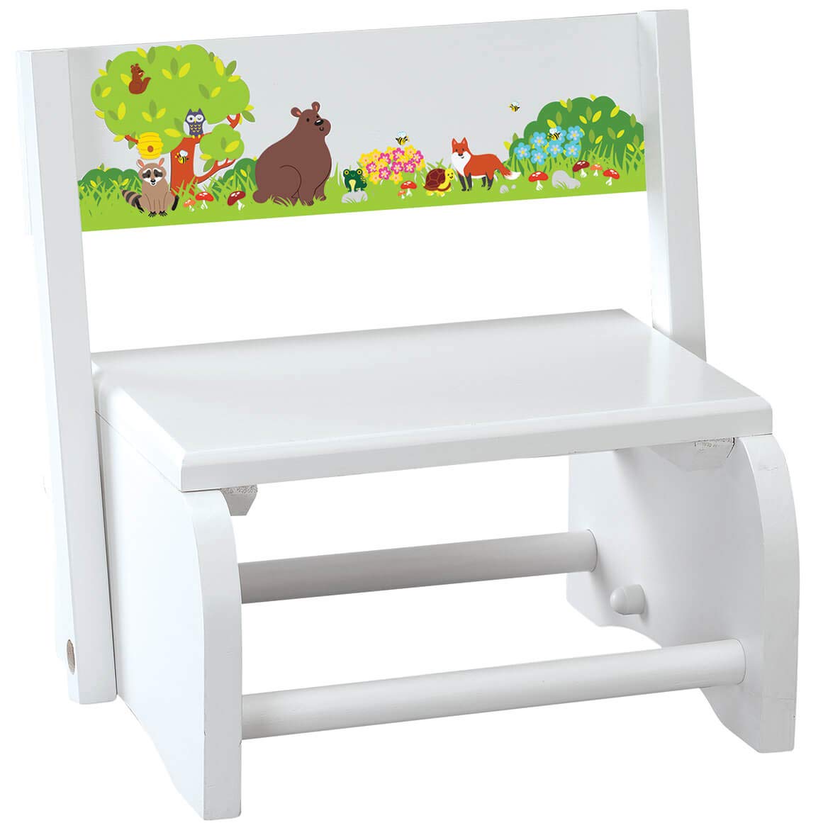 Children's White Woodland Animals Step Stool