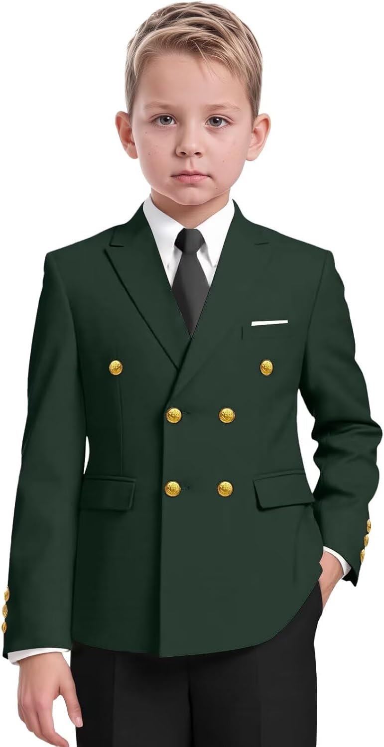 Boys Suit Jacket for Kids Formal Double Breasted Blazer Casual Wedding Dinner Party Coat