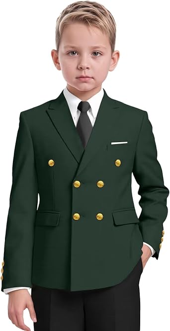 Boys Suit Jacket for Kids Formal Double Breasted Blazer Casual Wedding Dinner Party Coat