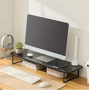 Goodern Monitor Stand Riser,80CM Wood Moniter Riser with Keyboard ...