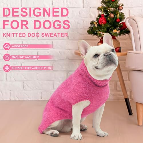 Image of BEAUTYZOO Small Dog Sweater -Turtleneck Knitted Dog Sweaters for Dogs Puppy Girls Boys, Winter Dog Clothes Cable Knitwear with Leash Hole, Dog Christmas Sweater Pullover Sweatshirt for S M Pet Apparel