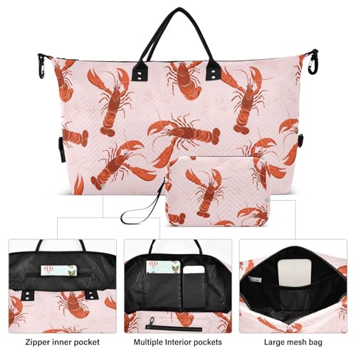 Bows Lobster Large Travel Duffle Bag Weekender Overnight Bags Gym Yoga Bag for Women Men with Toiletry Bag2