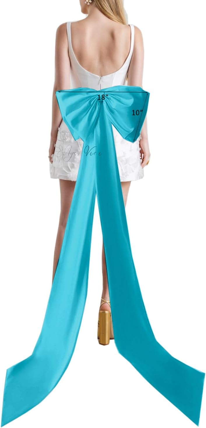 Elegant Removable Big Bow Train for Wedding Dress Large Detachable Satin Halloween Costume for Women
