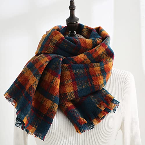 Azuki Unisex Winter Scarfs Cashmere Feel Plaid Scarfs Warm Scarf Shawl Wraps for Women2