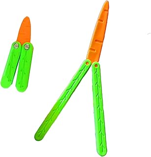 RMISODO 2 Pcs Carrot Butterfly Fidget Knife Toy, Colorful and Novel Shape, Made with 3D Printing Technology, Sturdy and Durable, Perfect Stress Relief Toy, 1 Big 1 Small