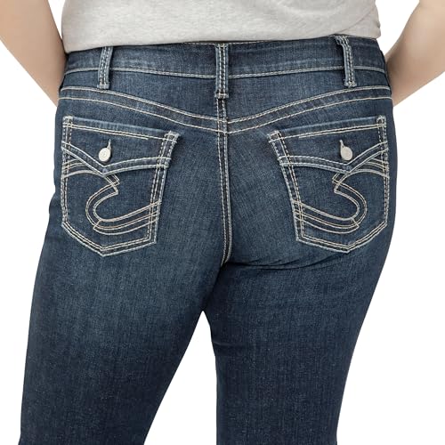 Silver Jeans Co. Women's Plus Size Suki Mid Rise Curvy Fit Capri Jeans, Dark Wash Indigo4