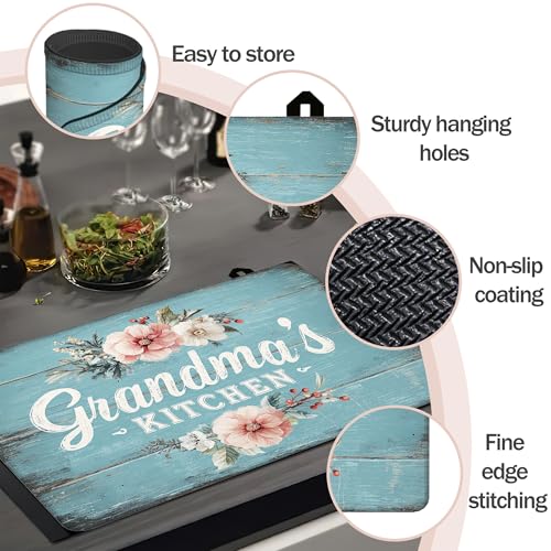 Image of Blue Wood Grain Pattern Stove Top Cover for Electric Stove, Heat Resistant Glass Cooktop Cover, Stovetop Protector, Dish Drying Mats Cover for Ceramic Washer Top 28x20 inch