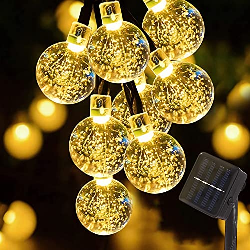 Briignite Solar-Lichterkette, 30 LEDs, Kugel-Lichterkette, warmweißes Licht, 6,5 m, wasserdicht, ideale Dekoration für Garten, Terrasse, Hof, Haus, Weihnachtsbaum, Hochzeit (8 Modi) Cover