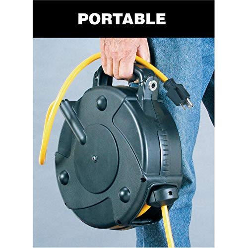 Alert ProReel Pro-Grade 8140TP Heavy-Duty Retractable Extension Cord Reel | 40' - 12/3 SJTOW Electrical Retracting Cord | Tri-Tap Grounded Outlet with Power Light | 15 Amp Resettable Circuit Breaker by Alert - Image 4