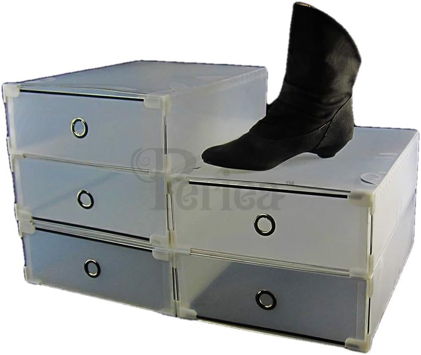 Periea Strong Plastic Stackable Shoe Drawers With Metal Frame - Cindy (Pack of 10)(Ankle Boots)