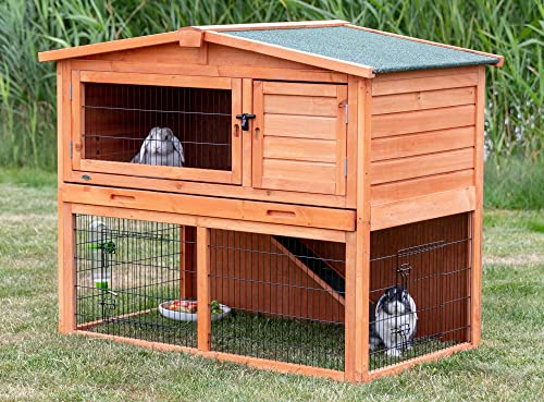 Trixie 62321 natura Kleintierstall mit Freilaufgehege, 124 × 102 × 78 cm, braun