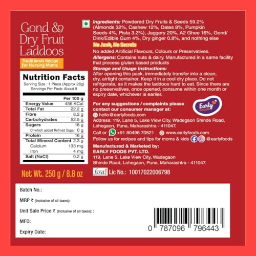 Image of Early Foods Pack of 2: Gond Laddu & Bajra Laddoo | Sugar Free Laddo with jaggery | Gond Ke Laddu | Millet Laddu | Dink Laddoo | Post-Pregnancy Laddu | Dry Fruits Laddu | postpartum ladoo