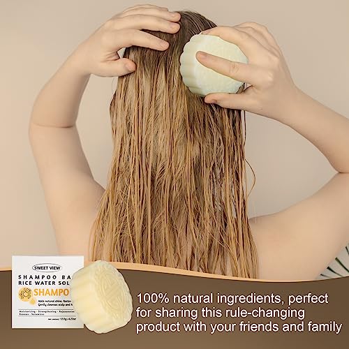 SWEET VIEW Shampoo Bar, Rice Water Shampoo Bars for Hair Growth & Strengthening, Vegan Hair Darkening Solid Shampoo 120g - Image 8