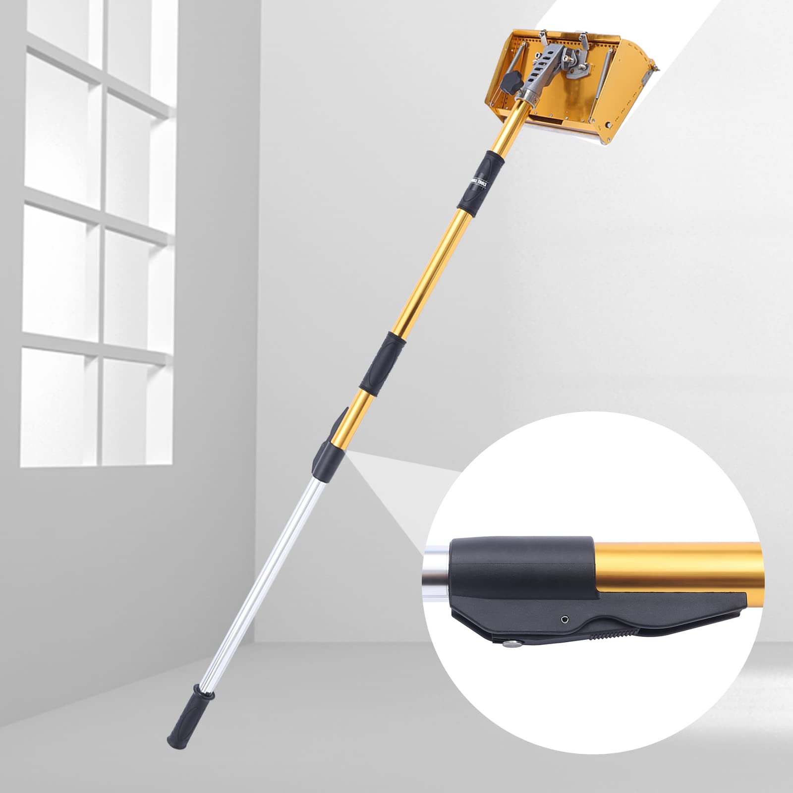 10,43 Zoll - Intonaco per finitura delle pareti con manico antiscivolo, scatola professionale per finitura piatta per cartongesso con asta regolabile, lunghezza 0,9-1,5 m, per stucco