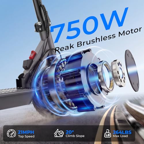 Image of Electric Scooter - Electric Scooter Adults, 500W Motor, 21 MPH, 21 Miles Max Range, APP Control, Double Braking Systems, 8.5'' Tire, Foldable E Scooter Teens