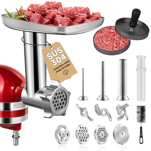 Image of Meat Grinder Attachment for Kitchen Aid Stand Mixer, Stainless Steel