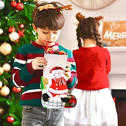Cute Christmas Stockings for Kids 4 Pack,12.6 inches Stockings for Christmas,Kids Christmas Stockings Decorations with Cute Pattern,Holiday Stocking for Family Set of 4,Christmas Party and Home Decor