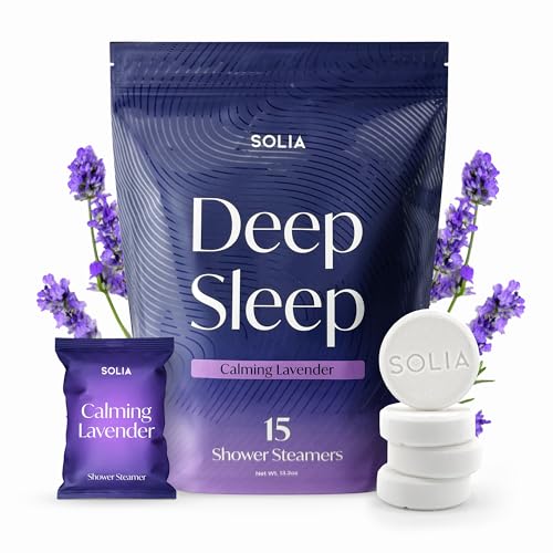 Image of Solia Natural Lavender Shower Steamers - Patent-Pending - Real Essential Oil Lavender Tablets, Spa Steamers Aromatherapy, 15-Pack