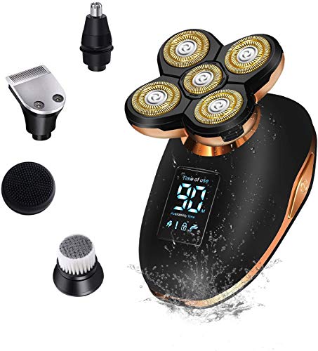 Roziahome Electric Razor for Men 5 in 1 Bald Head Shaver Hair Clippers Wet and Dry Electric Shaver for Men Head and Face Grooming Kit Cordless Rechargeable LCD Display