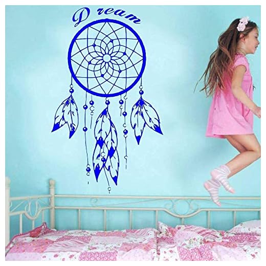 56 x 89 cm fjädrar drömfångare väggklistermärke med engelska för indianer sovrum talisman heminredning vinyl väggmålning