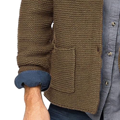 JEShifangjiusu Mens Casual Shawl Collar Cardigan Sweater Knitted Overcoat Slim Fit Cable Knit Button Up Sweaters With Pockets4